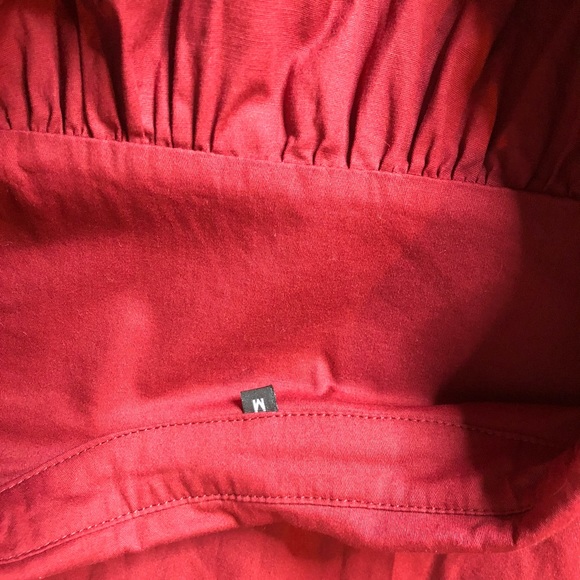 Red long sleeve a line dress w/ criss cross front - Picture 11 of 16